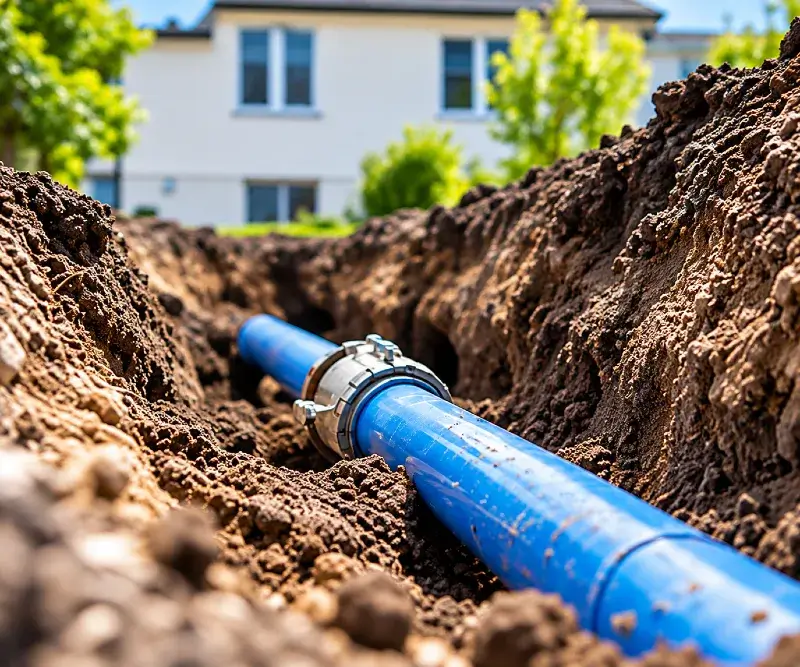 Travaux de remplacement d'une conduite principale d'eau enterrée lors d'une excavation