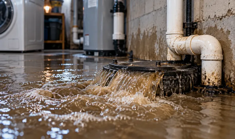 Refoulement d'égout dans une conduite avec remontée d'eau usée